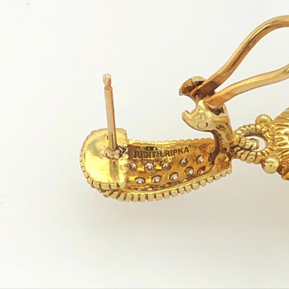 $6500 RARE Judith Ripka LARGE Arielle Canary Diamond Earrings in 18K Yellow Gold - Picture 3 of 6